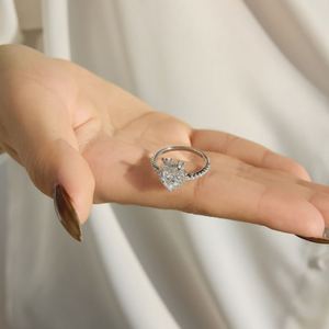 Dylam Elegance <b>Dainty</b> High Jewelry 925 Silver Rhodium Plated Eternity Band Heart Love Crown 5A Zirconia Fine Jewelry Women <b>Rings</b> - Product Image 5