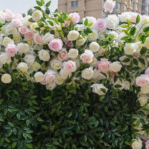 Muro de Flores Artificiales en Oferta, Rollo de Tela Verde con Flores de Milán, Decoración para Bodas y Eventos, Flores Artificiales - Product Image 3