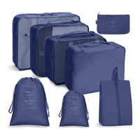 Ensemble de cubes de rangement de voyage légers et résistants à l'eau en polyester avec fermeture éclair, impression personnalisée et motif lettres