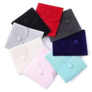Bolsa de terciopelo con cierre a presión para joyas, monedero grueso de doble cara con botón a presión, bolsa con solapa para anillos, venta transfronteriza - Product Image 5