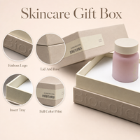 Boîte cadeau personnalisée pour soins de la peau, boîte rigide à deux pièces (couvercle et base), logo embossé, insert en carton, emballage cosmétique, vente en gros