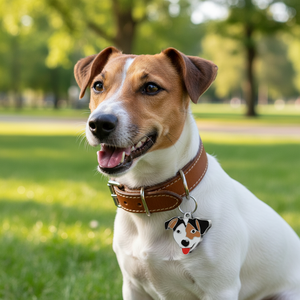 Medaglietta identificativa per cani Jack Russell bianca e marrone smaltata - Product Image 3