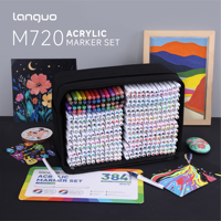 Ensemble de stylos marqueurs acryliques à pointe pinceau Languo 384 couleurs