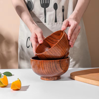 Grand ensemble de saladiers en bois d'acacia avec cuillère de service, bols écologiques faits à la main pour la nourriture et les fêtes