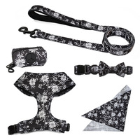 Harnais pour chien en néoprène réglable, personnalisé, tendance, vente en gros, motif dessin animé de Noël, fournitures pour animaux de compagnie du fabricant