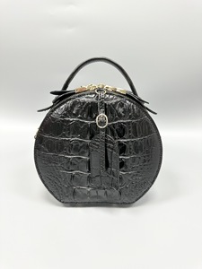 Sac à bandoulière noir en cuir de crocodile 100% pour femme, sac à main toutes saisons avec fermeture éclair, sac classique - Product Image 3
