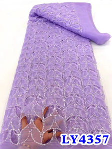 <span class=keywords><strong>NIAI</strong></span> nouveau tissu de dentelle à paillettes 5 Yards broderie de luxe Satin Net dentelle pour la couture mariage femmes robe dentelle - Product Image 4