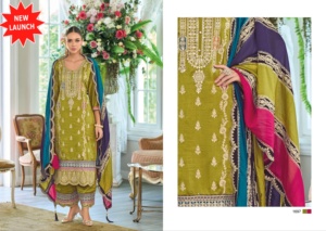 Designer tendance Chinon Soie Salwar Kameez avec Broderie Travail Costume Pakistanais Élégant et Abordable pour les Femmes Vêtements Ethniques - Product Image 2