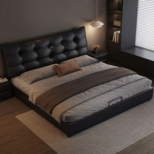 Nuovo Letto Moderno Minimalista Imbottito in Napapi con Struttura in Legno Massello Multifunzione, Letto Matrimoniale da 1,8 Metri, Letto per Piccoli Appartamenti da 1,5 Metri - Product Image 1