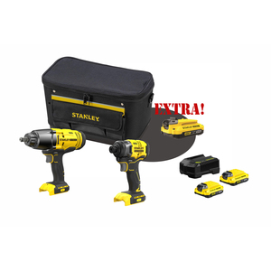 STANLEY UTP0043/UTP0044 Kit Avvitatore a Impulsi Senza Fili 18V V20 con Attacco da 1/2" Set Cacciavite Elettrico Italia - Product Image 1