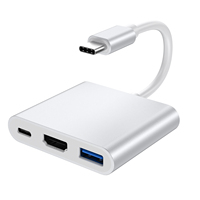 OEM 3 in 1 Aluminium Alloy USB C HUB 4K Docking Station USB3.0 Port Expander Multiport Type-C Adapter