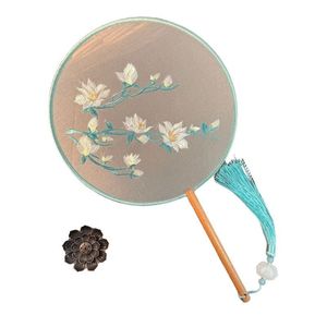พัดกลมปักลายดอกโบตั๋นผ้าไหมซีพีเปปไทด์ สำหรับงานแต่งงานแบบฮั่นฝู - Product Image 5