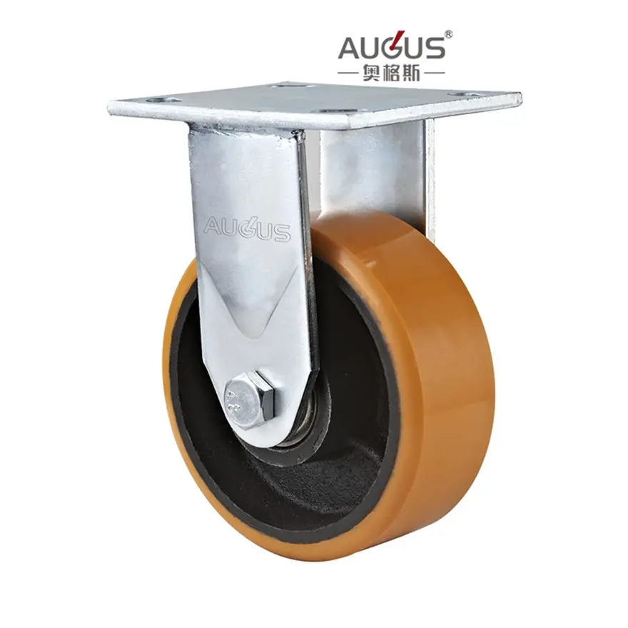 Plano rojo/naranja PU núcleo de hierro de Caster 4 5 6 8 pulgadas herramienta auto ruedas buena rueda sólida para la rueda de la carretilla de manipulación de Material