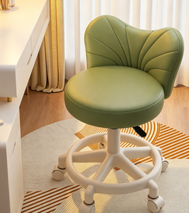 Modern Upholstered Vanity <b>Chair</b> Swivel Rolling Makeup Stool Salon Manicure Seat with Backrest - Product Image 4