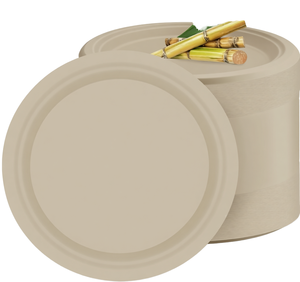 Platos Desechables de Bagazo de Caña de Azúcar de 6 y 9 Pulgadas para Picnic, Camping y Fiestas al Aire Libre - Product Image 1