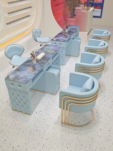 Juego de mesa de manicura estilo crema premium con toma de vacío incorporada, estación de manicura, muebles para salón de belleza. - Product Image 6
