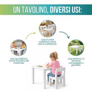 White Square <b>Table</b> 50x50x47 Cm Hard Plastic Children Indoor Outdoor Use - Product Image 5