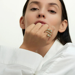 Anillo de burbujas chapado en oro para mujer Yueli con engaste de diamantes para joyería de moda para fiestas - Product Image 4