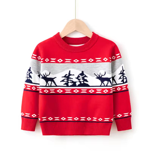 Pulls pour enfants en coton 100% pour Noël, garçons et filles, logo sur le devant avec motif de dinosaure pour l'hiver, l'automne et le printemps - Product Image 2