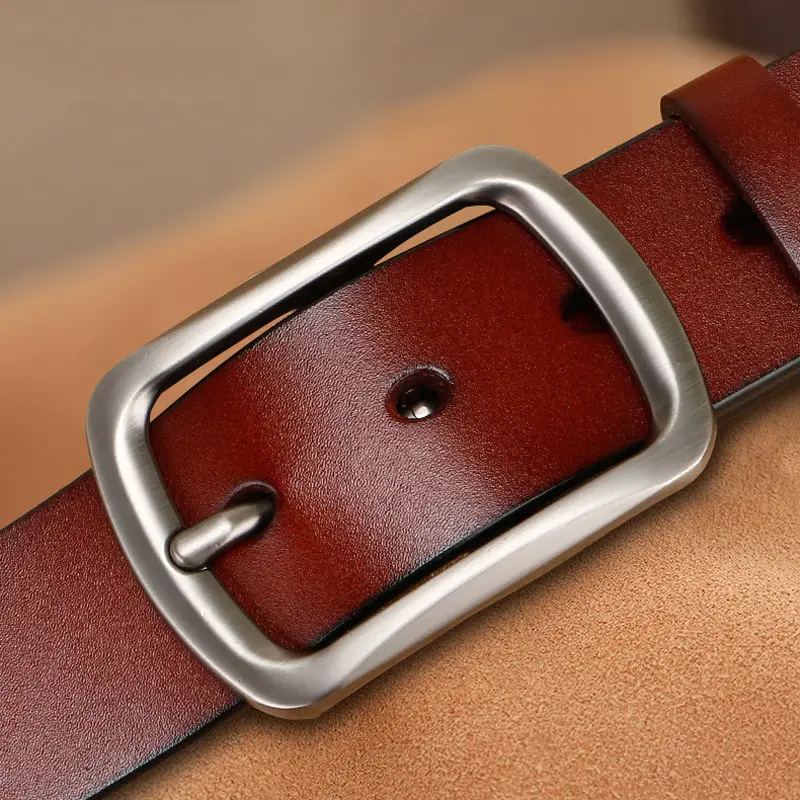 Factory direct selling men's leather retro cow leather Japanese stitch buckle Korean version versatile belt