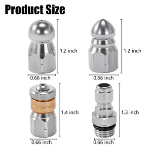 Juego de 3 Boquillas de Pulverización para Alcantarillado de Acero Inoxidable, Conexión Rápida de 1/4, Boquilla Rotatoria para Limpieza de Tuberías - Product Image 2