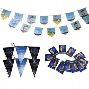 Guirlande de drapeaux triangulaires personnalisés de qualité supérieure, en polyester, pour décoration extérieure, drapeaux suspendus pour festivals - Product Image 1