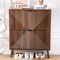 Meuble à chaussures de style farmhouse avec tiroirs rabattables, étagère de rangement étroite avec 4 pieds en bois, organisateur dissimulé pour entrée et couloir