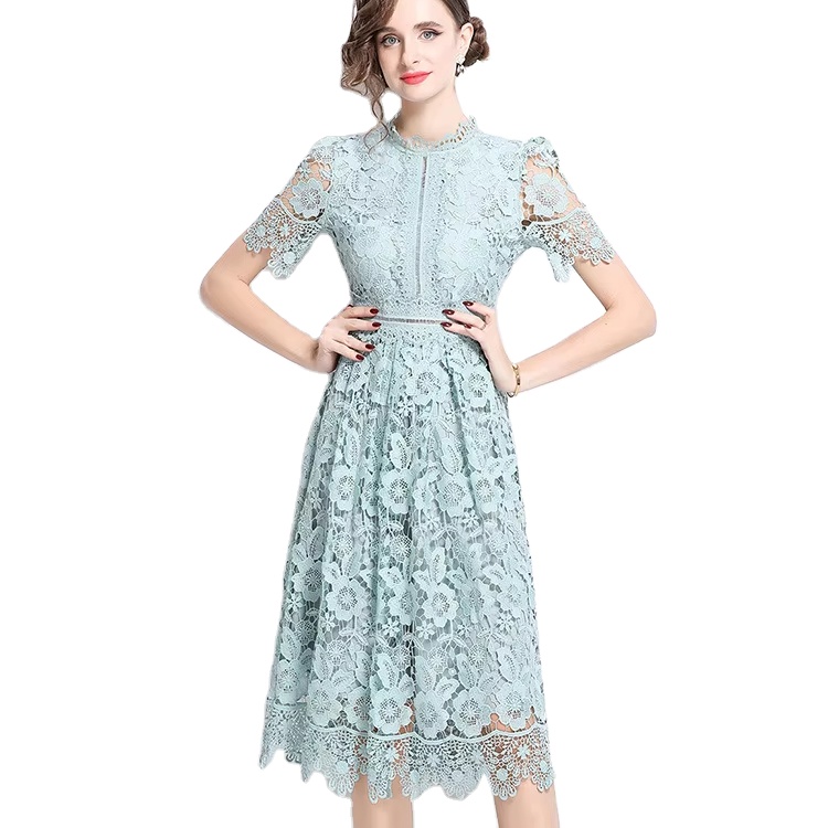 chinese dress ladies Women Sweet Cute Sleeve Lace Puffy Dress Skinny Waist Temperament A-LINE  Short Dress 1 S at Amazon Women's Clothing store