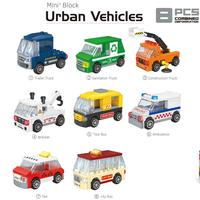 Mini-véhicule de construction en blocs, jouet de collection, série d'assemblage DIY, petite voiture jouet pour enfants, cadeau promotionnel, vente en gros