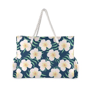 กระเป๋าถือ Aloha Hotsale Fashion Hawaii Puakenikeni ทำจากโพลีเอสเตอร์ สะพายไหล่ ใช้ได้ที่ชายหาด ซักล้างได้ สำหรับผู้หญิง - Product Image 1