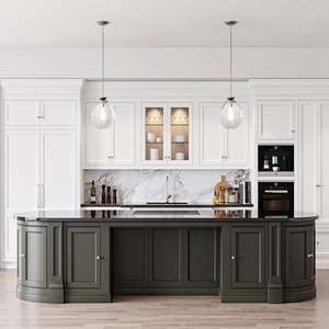 Gabinete de Cocina Modular Delgado con Puerta Shaker Blanca Moderna Personalizada al por Mayor con Encimera de Mármol para Villa - Product Image 1