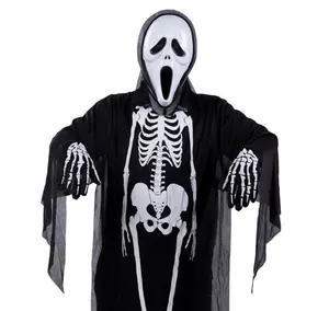 Fantasia unissex cosplay, venda quente de esqueleto de terror, para adultos, em estoque, trajes de halloween