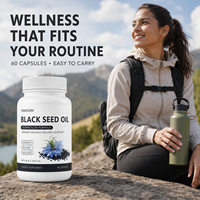 Capsules d'huile de nigelle pour le bien-être quotidien, la beauté et l'énergie, marque privée, flacon de 60 unités, pour la nutrition des adultes