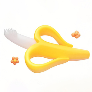 MHC divertido cepillo de dientes de plátano amarillo de silicona suave bebé niño entrenamiento mordedor con chupete estilo juguete suave - Product Image 1