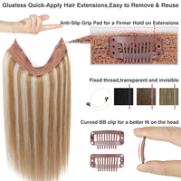 Extensions de cheveux à clipser, 100% cheveux humains Remy, trame en fil de pêche, sans couture, réglables, une seule pièce, extensions de cheveux invisibles