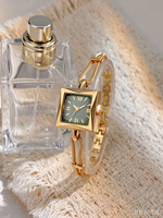 Montre-bracelet minimaliste à cadran carré avec chaîne en or/argent pour femmes PRO26
