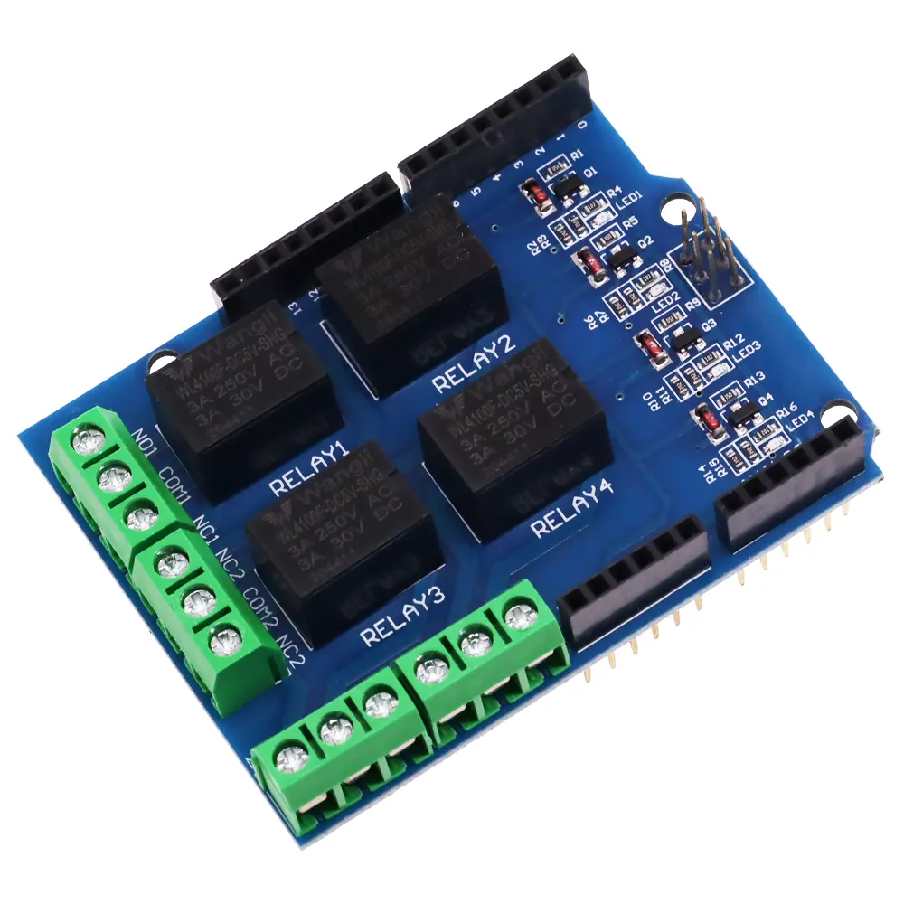 4 Channel 5V Relay Shield Module, Four Way Relay Control Board Expansion Board For Arduino R3 Mega 2560