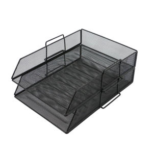 مكتب المعادن صينية خطابات ، مكتب امدادات الأسود شبكة أسلاك معدنية تكويم ملف صينية للورق - Product Image 5