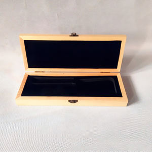 Caja de tijera de madera estrecha y larga, tapa izquierda Natural para regalo de peluquería - Product Image 6