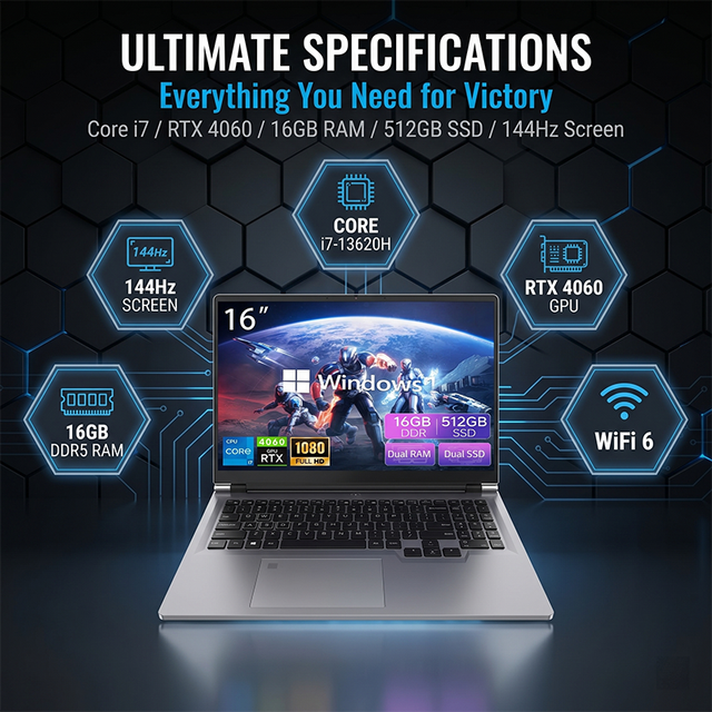 Yifang Gaming Laptop High Performance Notebook Portable Computer for Esports Entertainment Business OEM ODM Wholesale