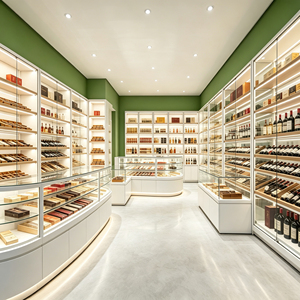 Vitrine Moderne LED Éclairée Étanche en Verre Trempé Écologique pour Magasin de Tabac de Luxe – Ensemble de Présentation pour la Vente au Détail de Tabac - Product Image 1
