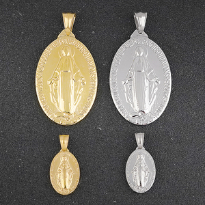 Colgante de la Virgen María, Dijes de Acero Inoxidable Chapados en Oro, Dijes Religiosos para Hacer Joyas - Product Image 3