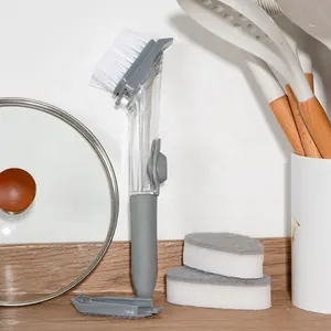 Gloway Dụng Cụ Cạo Tay Cầm Dài Không Trầy Xước Cọ Rửa Bát Đĩa Nhà Bếp Cọ Rửa Chén Xà Phòng Với 2 Miếng Bọt Biển Thay Thế - Product Image 1