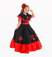 Costume de Flamenco Espagnol pour Femme, Style Bohème, 720 Degrés, en Polyester, Grande Jupe Évasée, pour Halloween et Fêtes de Carnaval, Modèle Assorti Famille