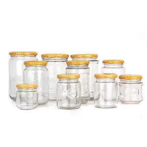 Gevulde 100Ml 300Ml 700Ml Clear Honing Jam Glas Voedsel Flessen Honing Pot Met Metalen Deksel
