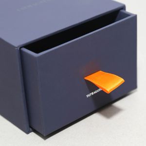 Luxury <b>Black</b> Textured Paper Cufflink <b>Gift</b> Drawer <b>Box</b> with Foam Insert, Ribbon, and Lid - Product Image 5