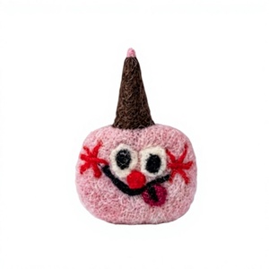 Whimsical Pink Clown Pumpkin Certified Wool <b>Ornament</b> Handmade Cartoon <b>Christmas</b> Decoration Small Round Indoor Dcor - Product Image 2