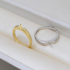 แหวนเงินแท้ S925 แบบเปิดสำหรับผู้หญิง ปรับขนาดได้ 10-13  พร้อมที่ใส่ไข่มุกแบบกลวง  ผิวด้าน รุ่นปรับปรุงใหม่ 757  อะไหล่เครื่องประดับกึ่งสำเร็จรูป - Product Image 2