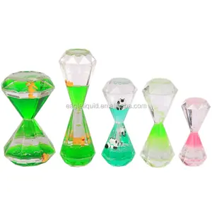 Brinquedos sensorial, temporizador de bolha, óleo de diamante em forma de diamante, ampulheta, cristal, acrílico sensorial, temporizador líquido