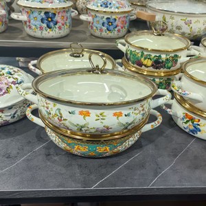 Casserole <span class=keywords><strong>en</strong></span> émail de qualité supérieure pour la cuisine, de 30 cm de diamètre, plus épaisse, avec couvercle <span class=keywords><strong>en</strong></span> <span class=keywords><strong>verre</strong></span> et fond <span class=keywords><strong>en</strong></span> fonte - Product Image 2